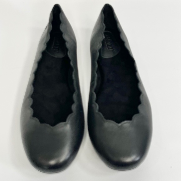 Born Allie Black Leather Scallop Slip On Flats Size 7.5 New with original box - Picture 5 of 9